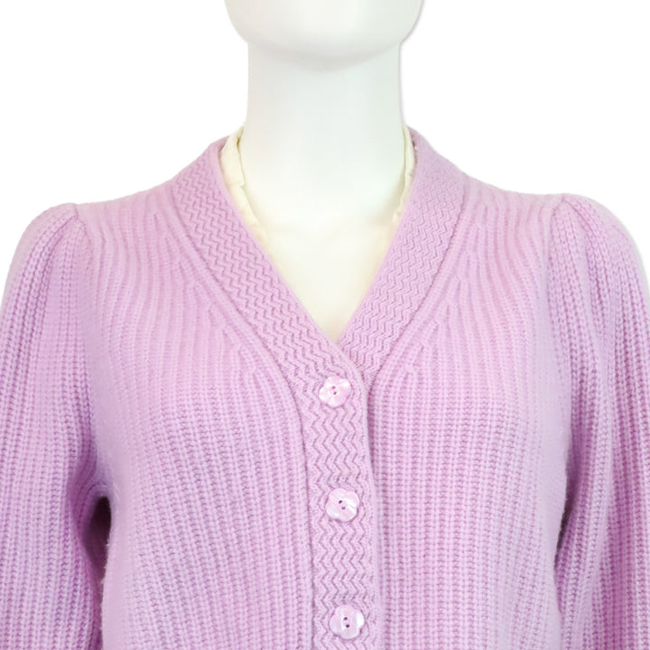 LoveShackFancy Lavender Avignon V-Neck Crop Cardigan
