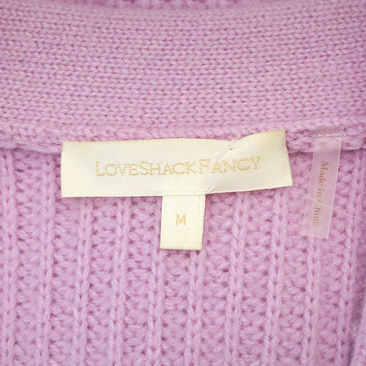 LoveShackFancy Lavender Avignon V-Neck Crop Cardigan