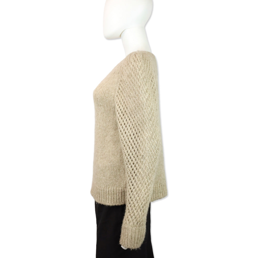 LoveShackFancy Oatmeal Brown Alpaca-Blend Rosie Pullover Sweater