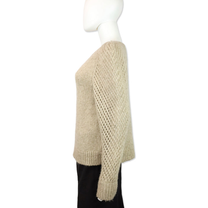 LoveShackFancy Oatmeal Brown Alpaca-Blend Rosie Pullover Sweater