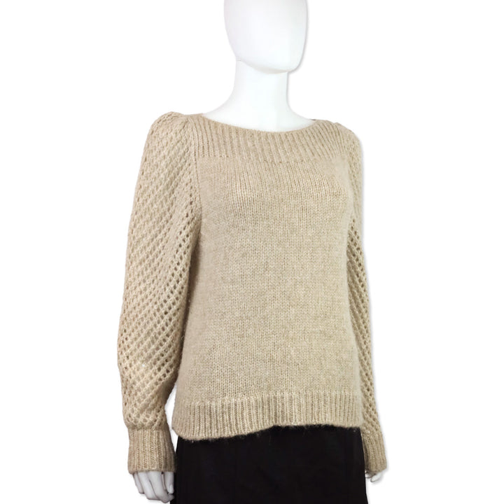 LoveShackFancy Oatmeal Brown Alpaca-Blend Rosie Pullover Sweater