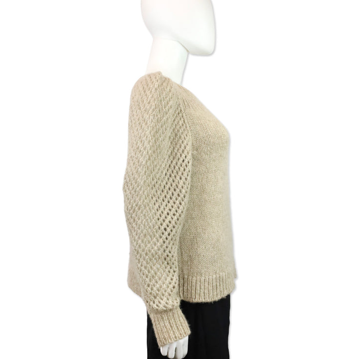 LoveShackFancy Oatmeal Brown Alpaca-Blend Rosie Pullover Sweater