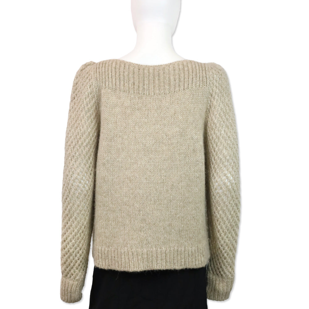 LoveShackFancy Oatmeal Brown Alpaca-Blend Rosie Pullover Sweater
