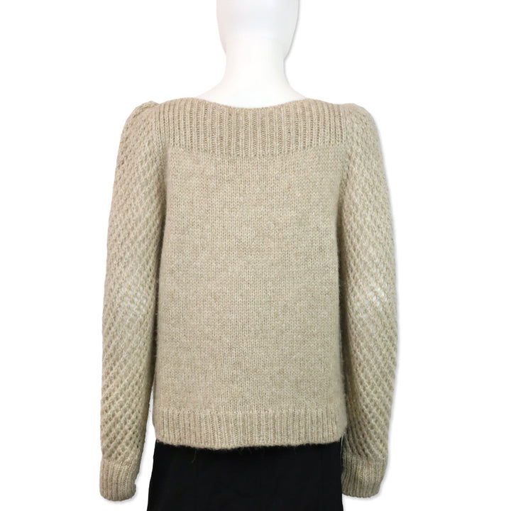 LoveShackFancy Oatmeal Brown Alpaca-Blend Rosie Pullover Sweater