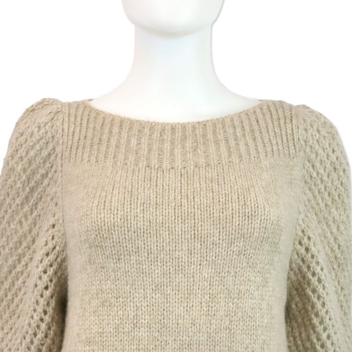 LoveShackFancy Oatmeal Brown Alpaca-Blend Rosie Pullover Sweater