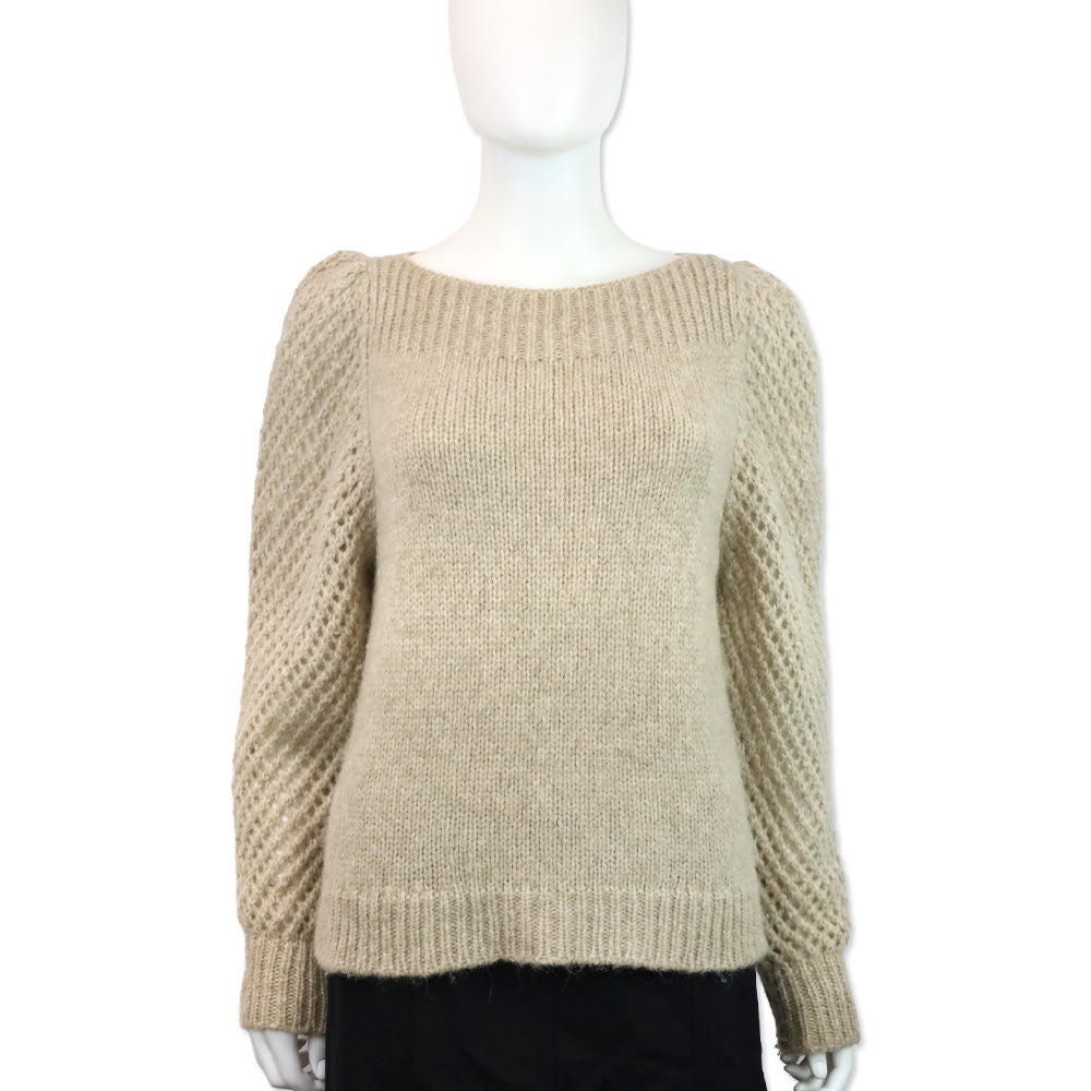 LoveShackFancy Oatmeal Brown Alpaca-Blend Rosie Pullover Sweater