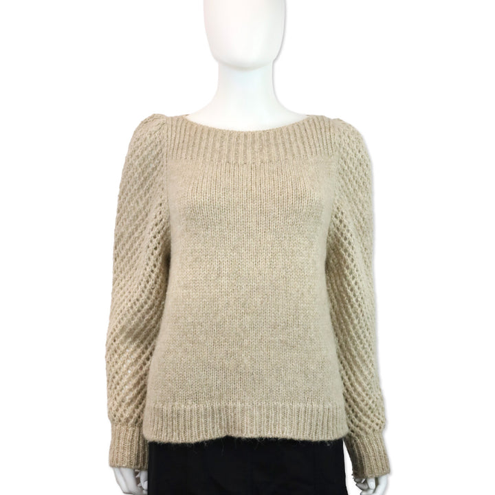 LoveShackFancy Oatmeal Brown Alpaca-Blend Rosie Pullover Sweater