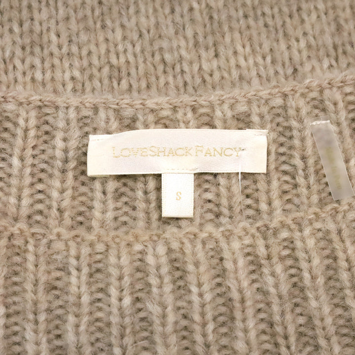 LoveShackFancy Oatmeal Brown Alpaca-Blend Rosie Pullover Sweater