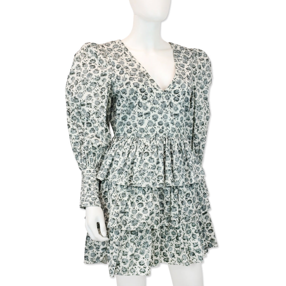 LoveShackFancy Paris Warm Frey Dandelion Cotton Tiered Mini Dress