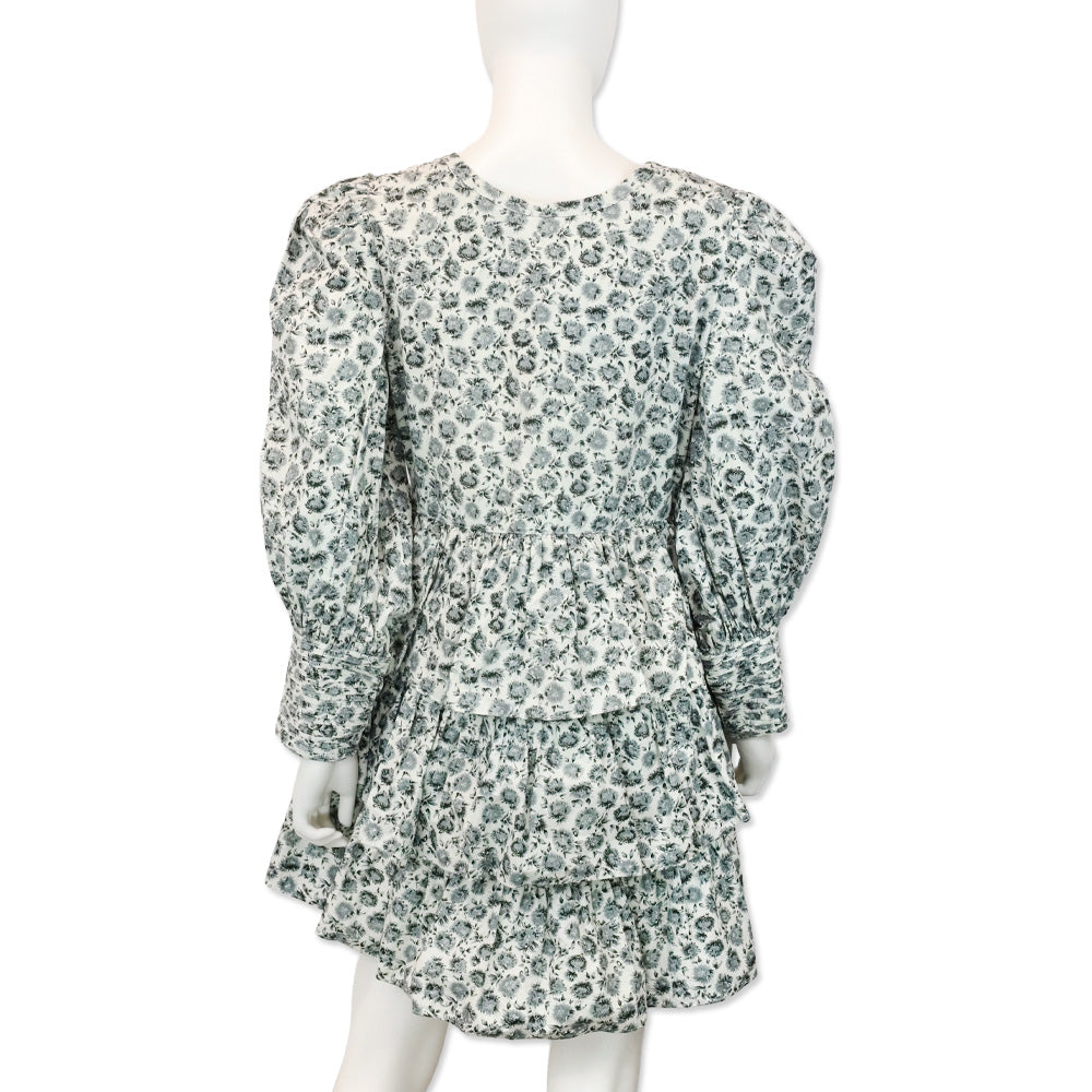 LoveShackFancy Paris Warm Frey Dandelion Cotton Tiered Mini Dress