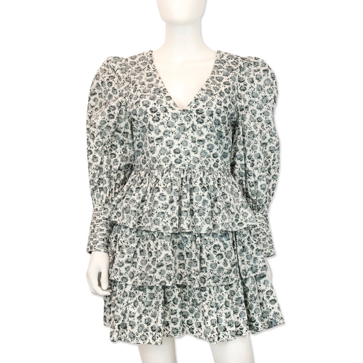 LoveShackFancy Paris Warm Frey Dandelion Cotton Tiered Mini Dress