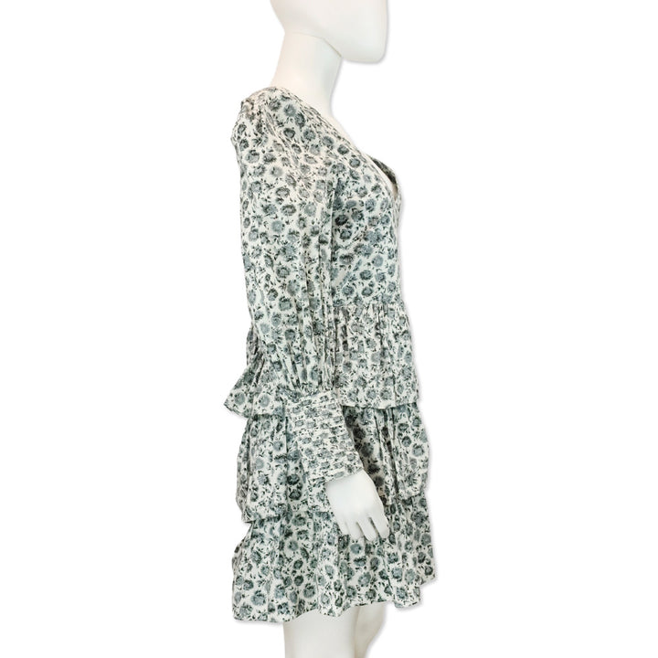 LoveShackFancy Paris Warm Frey Dandelion Cotton Tiered Mini Dress