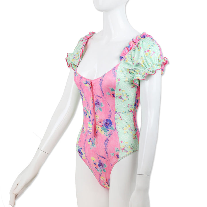 LoveShackFancy Pink/Green Fantasia One Piece Swimsuit