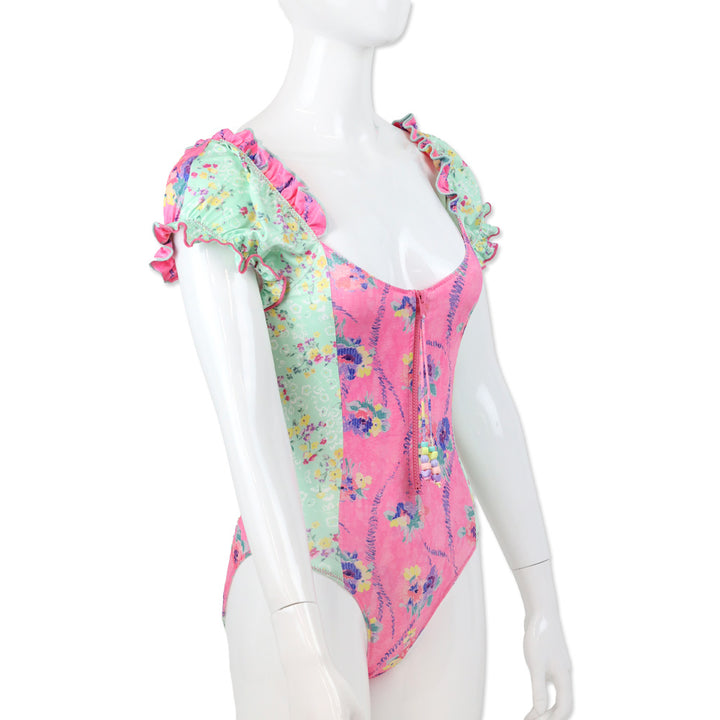 LoveShackFancy Pink/Green Fantasia One Piece Swimsuit