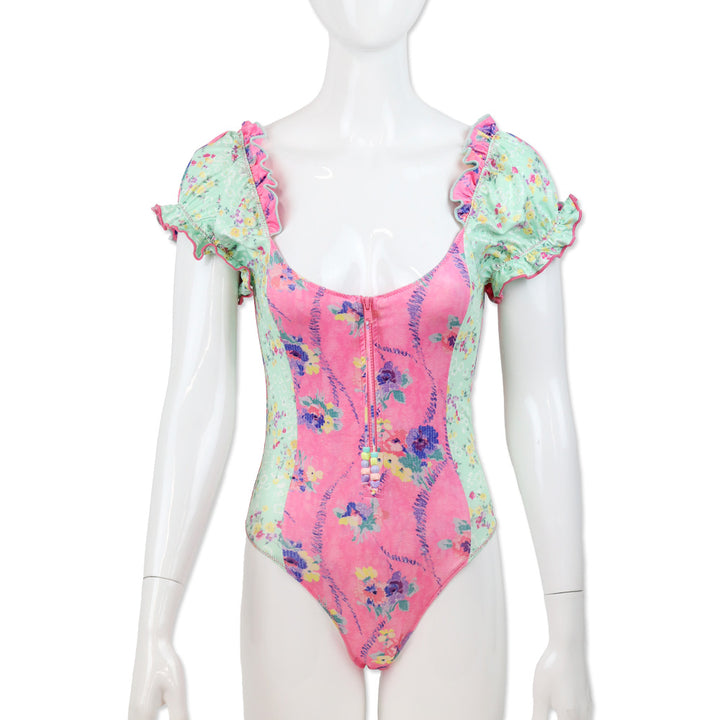 LoveShackFancy Pink/Green Fantasia One Piece Swimsuit