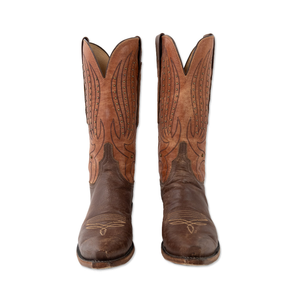 Lucchese Antique Brown Leather Cowboy Boots