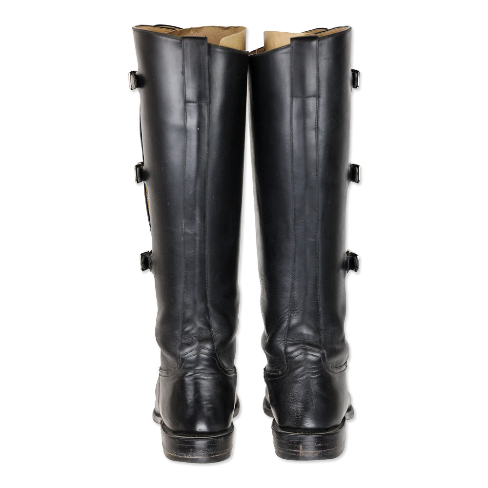 Lucchese Handmade Black Oiled Calf Buckle Tall Riding Boot