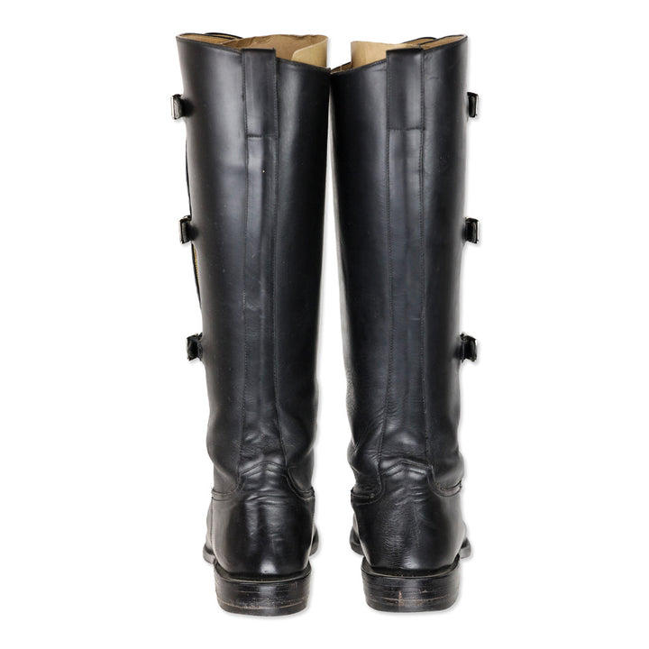 Lucchese Handmade Black Oiled Calf Buckle Tall Riding Boot