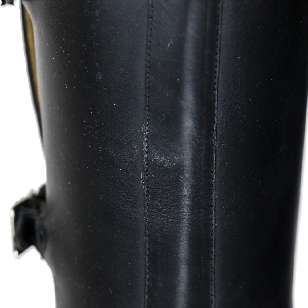 Lucchese Handmade Black Oiled Calf Buckle Tall Riding Boot