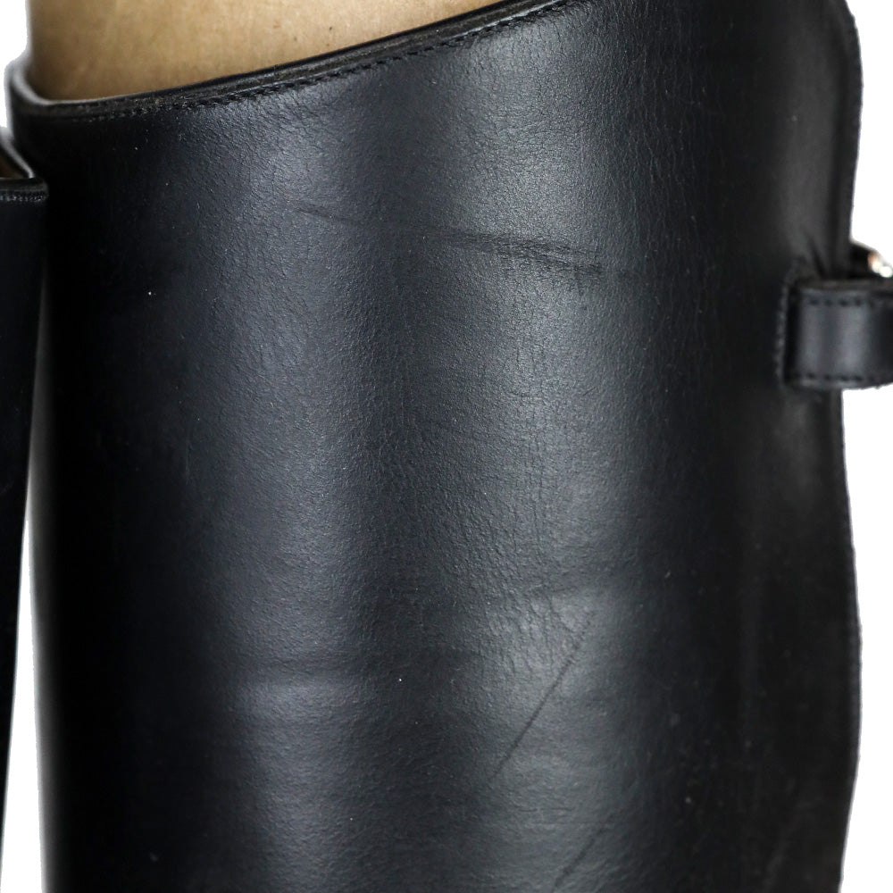 Lucchese Handmade Black Oiled Calf Buckle Tall Riding Boot