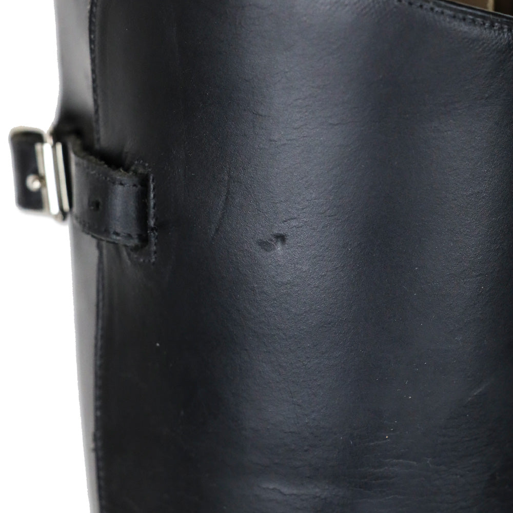 Lucchese Handmade Black Oiled Calf Buckle Tall Riding Boot