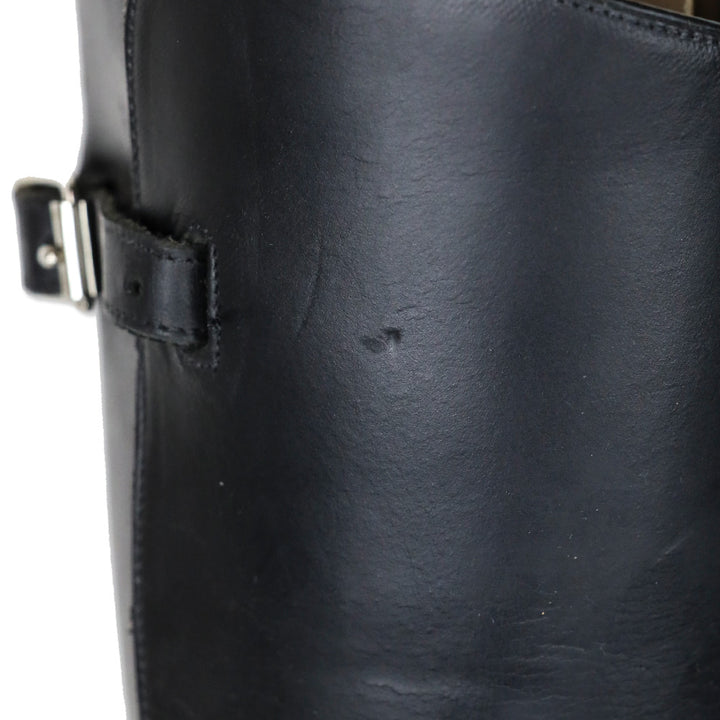 Lucchese Handmade Black Oiled Calf Buckle Tall Riding Boot