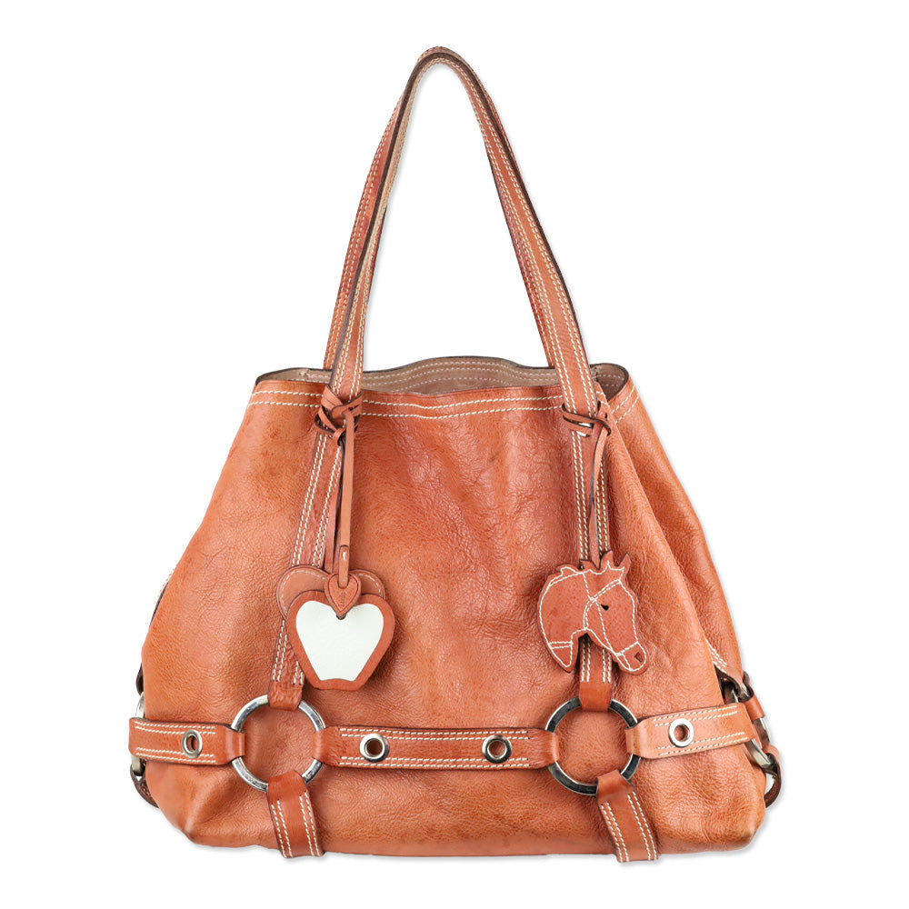 Luella Brick Leather Daria Tote Bag