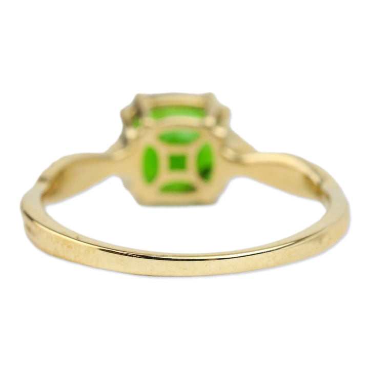Luxoro 10K Yellow Gold Cushion Chrome Diopside and I2 Diamond Solitaire Ring