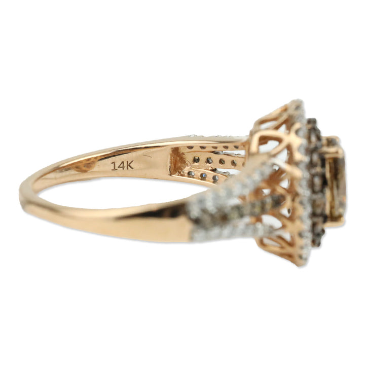Luxoro 14K Yellow Gold Turkizite, Natural Yellow and White Diamond Round Cocktail Ring