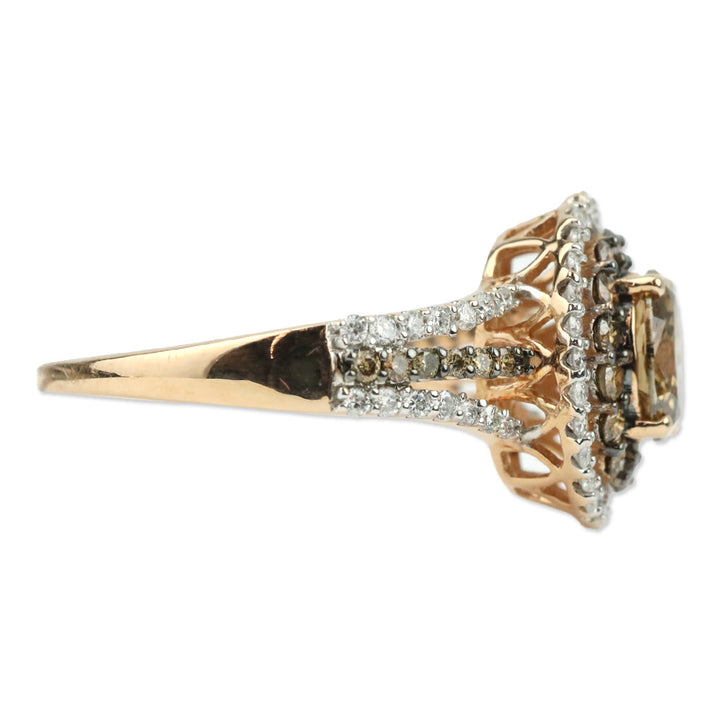 Luxoro 14K Yellow Gold Turkizite, Natural Yellow and White Diamond Round Cocktail Ring