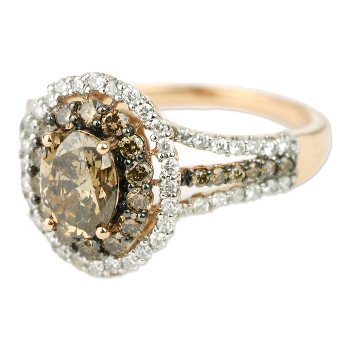 Luxoro 14K Yellow Gold Turkizite, Natural Yellow and White Diamond Round Cocktail Ring