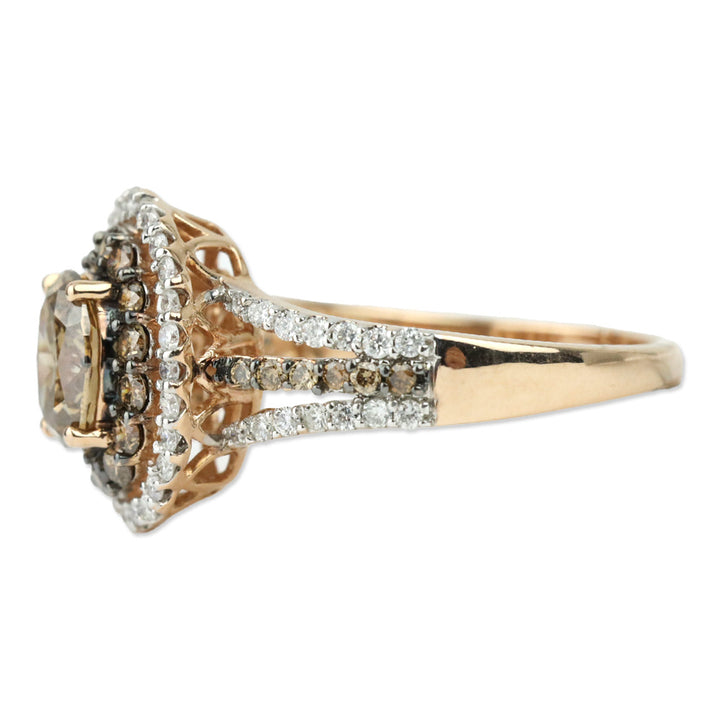 Luxoro 14K Yellow Gold Turkizite, Natural Yellow and White Diamond Round Cocktail Ring
