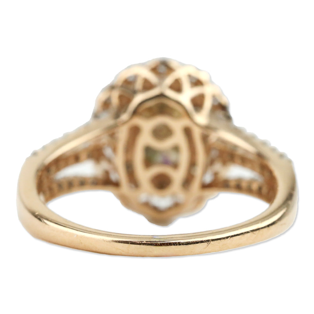 Luxoro 14K Yellow Gold Turkizite, Natural Yellow and White Diamond Round Cocktail Ring
