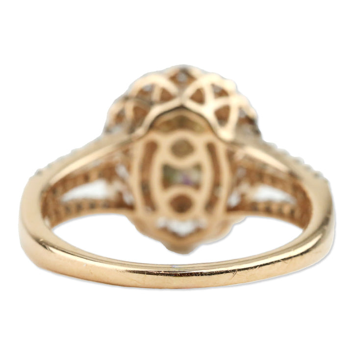 Luxoro 14K Yellow Gold Turkizite, Natural Yellow and White Diamond Round Cocktail Ring