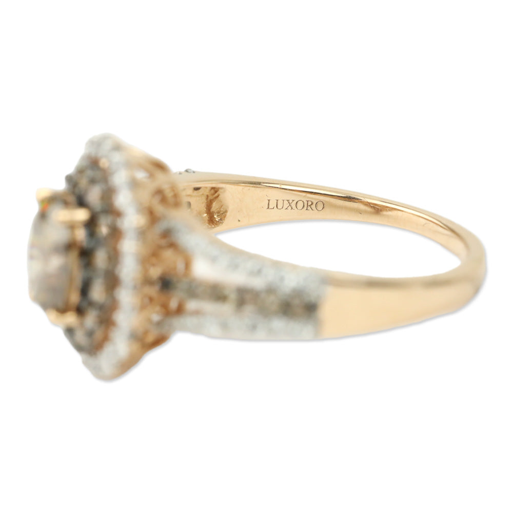 Luxoro 14K Yellow Gold Turkizite, Natural Yellow and White Diamond Round Cocktail Ring