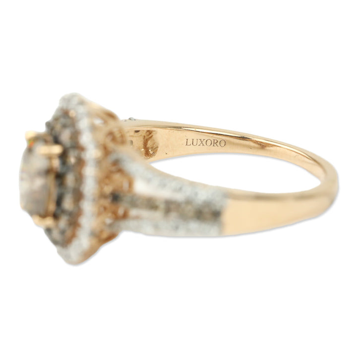 Luxoro 14K Yellow Gold Turkizite, Natural Yellow and White Diamond Round Cocktail Ring