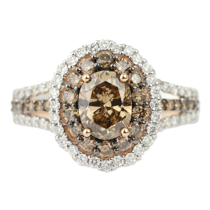 Luxoro 14K Yellow Gold Turkizite, Natural Yellow and White Diamond Round Cocktail Ring