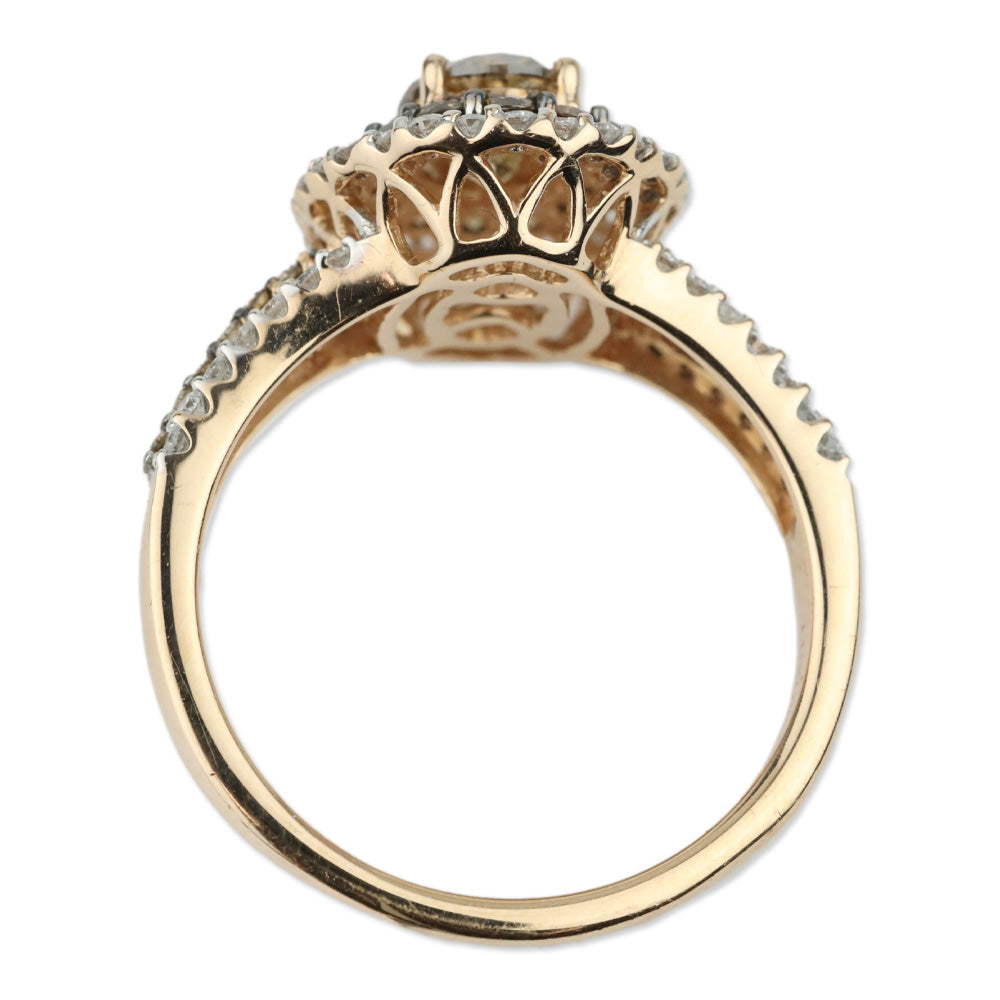Luxoro 14K Yellow Gold Turkizite, Natural Yellow and White Diamond Round Cocktail Ring