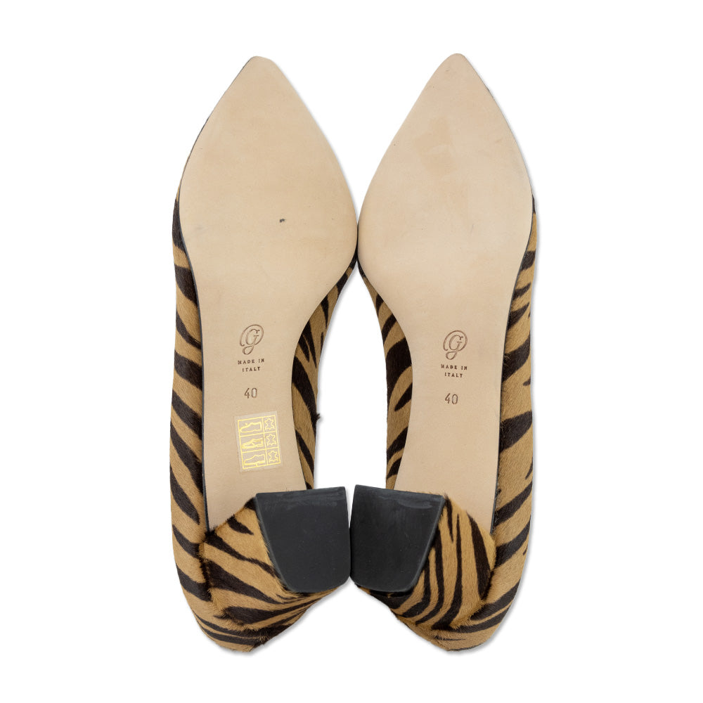 M. Gemi Dolcetto Zebra Calf Hair Block Heels