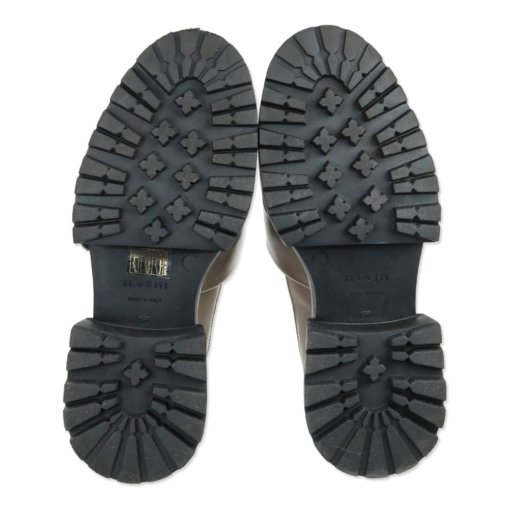 M. Gemi The Franca Gray Leather Velcro Strap Lug Sole Loafer