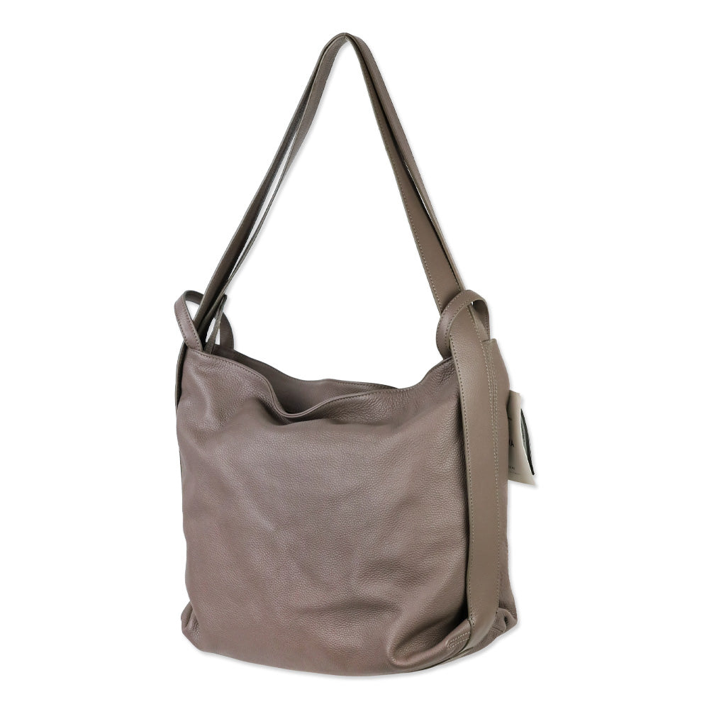 M. Gemi Warm Gray Tumbled Leather The Laura Convertible Backpack