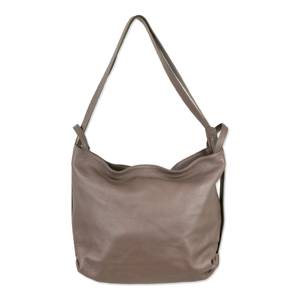M. Gemi Warm Gray Tumbled Leather The Laura Convertible Backpack