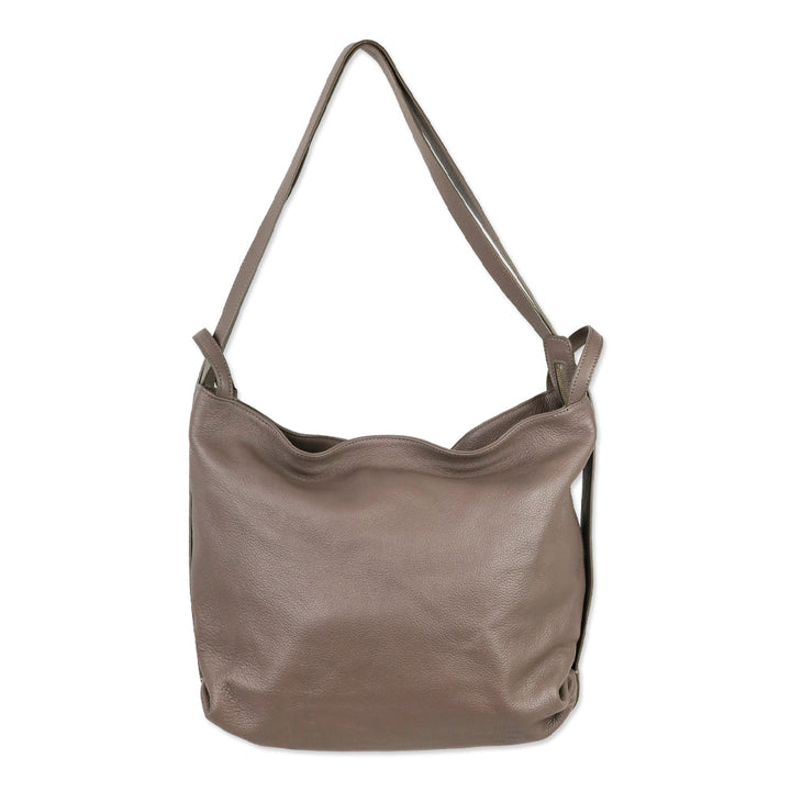M. Gemi Warm Gray Tumbled Leather The Laura Convertible Backpack