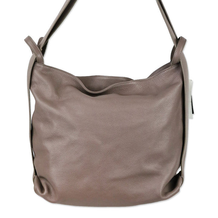 M. Gemi Warm Gray Tumbled Leather The Laura Convertible Backpack