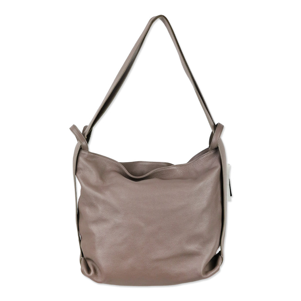 M. Gemi Warm Gray Tumbled Leather The Laura Convertible Backpack