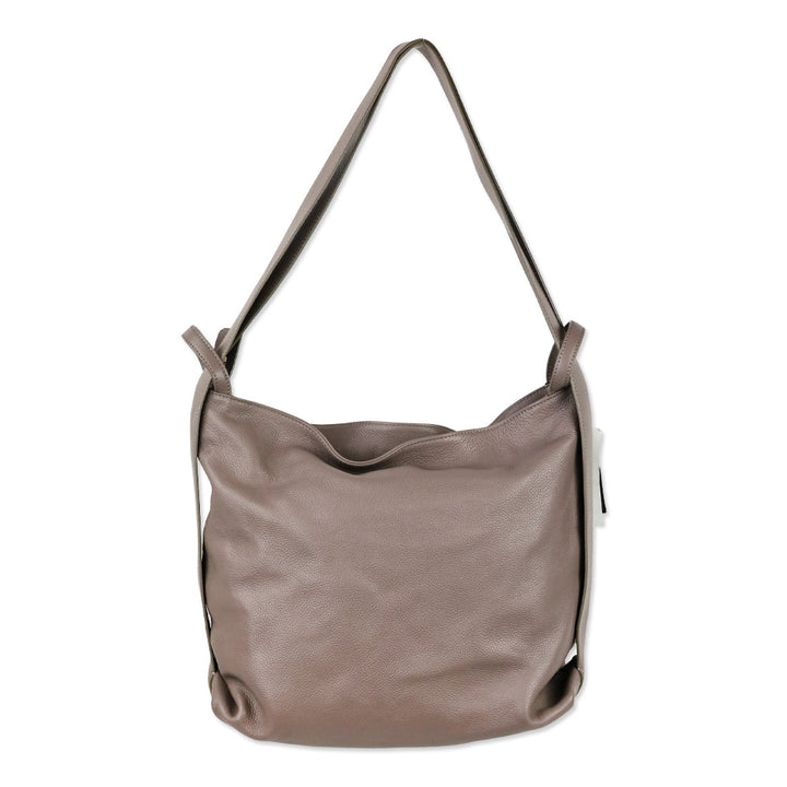 M. Gemi Warm Gray Tumbled Leather The Laura Convertible Backpack