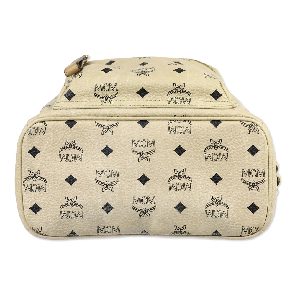 MCM Beige Visetos Small Stark Side Studs Backpack