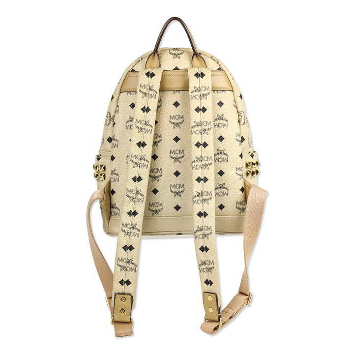 MCM Beige Visetos Small Stark Side Studs Backpack