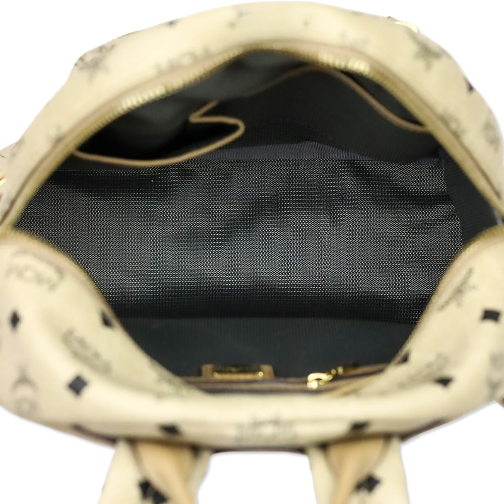 MCM Beige Visetos Small Stark Side Studs Backpack