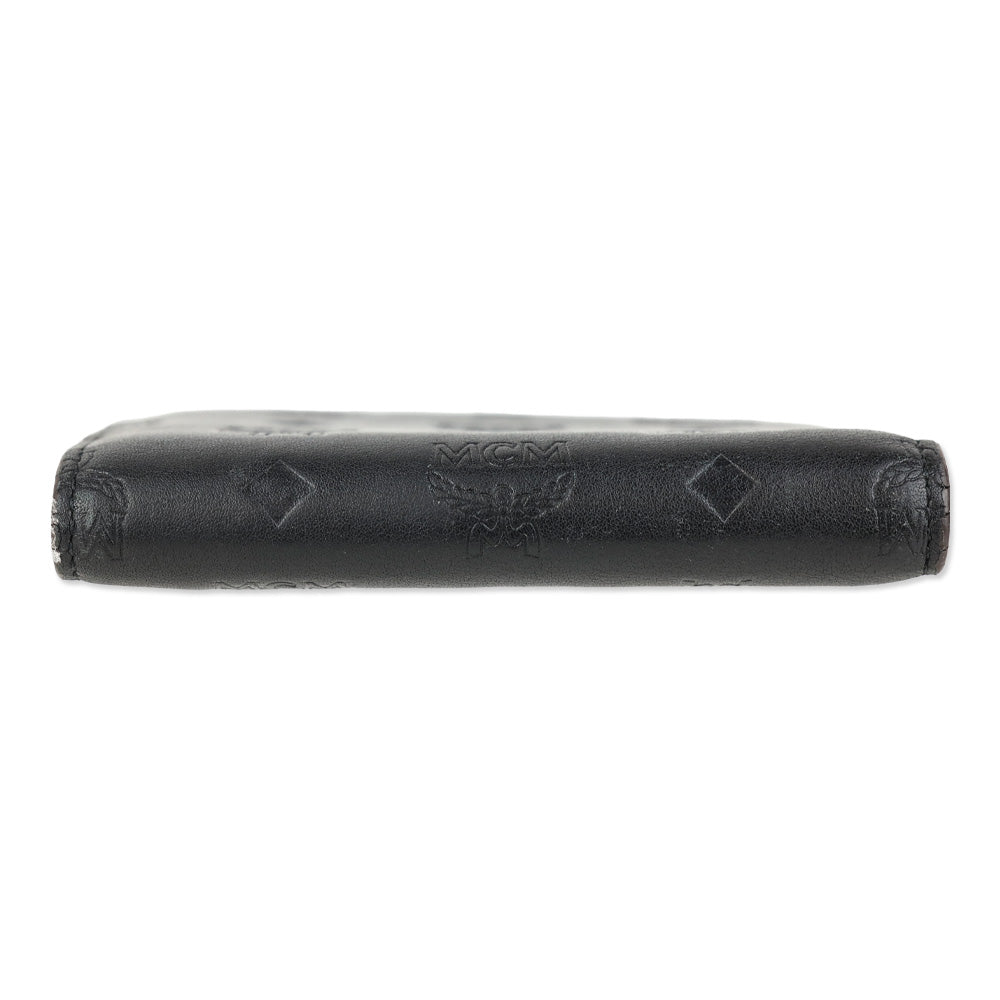 MCM Black Monogram Nappa Leather Bifold Zip Card Wallet